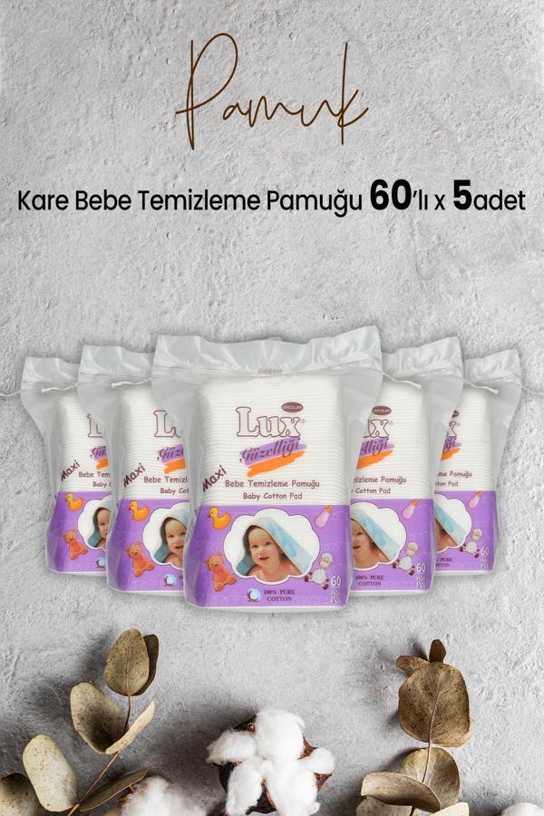 Lux Kare Bebe Temizleme Pamuğu 60' lı x 5 Adet - Image 1