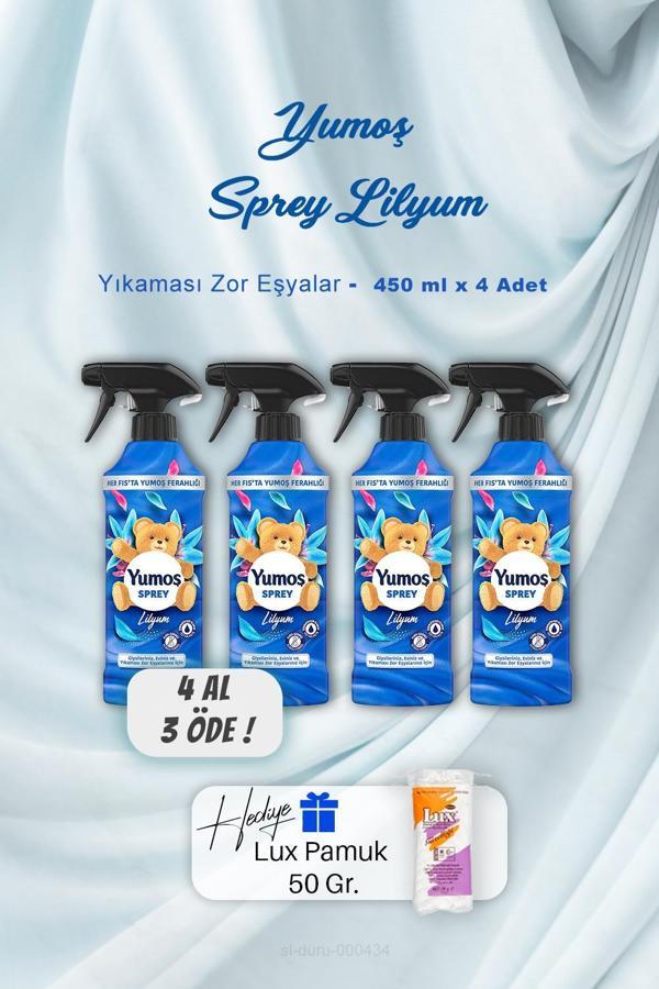 4 AL 3 ÖDE Yumoş Sprey Lilyum 450 ml, Pamuk Hediyeli - Image 1