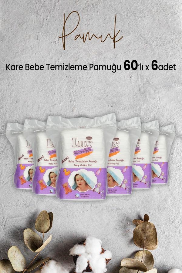 Lux Kare Bebe Temizleme Pamuğu 60' lı x 6 Adet - Image 1