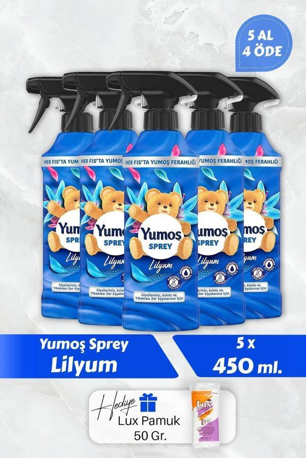 Yumoş Lilyum Sprey, 5 AL 4 Öde 450 ml, Pamuk Hediyeli - Image 1
