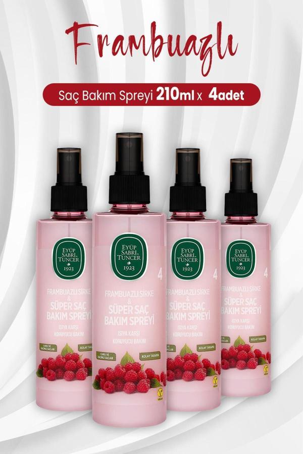 Eyüp Sabri Tuncer Frambuazlı Sirke Ve Süper Saç Bakım Spreyi 210 ml x 4 Adet - Image 1