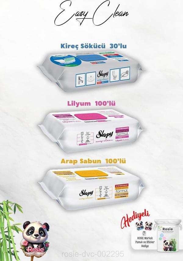 Arap Sabun ve Lilyum Katkılı Sleepy 100'lü, Kireç Sökücü 30'lu Temizlik Havlusu ve Rosie Hediye - Image 1