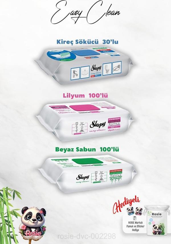 Beyaz Sabun ve Lilyum Katkılı Sleepy 100'lü, Kireç Sökücü 30'lu Temizlik Havlusu ve Rosie Hediye - Image 1