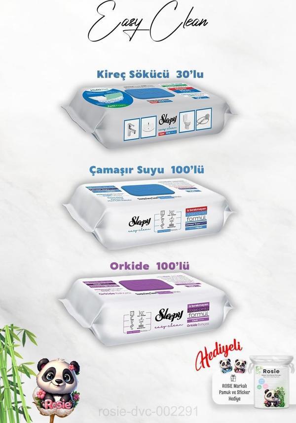 Easy Clean Orkide ve Çamaşır Suyu Katkılı 100'lü, Kireç Sökücü 30'lu ve Rosie Hediye - Image 1