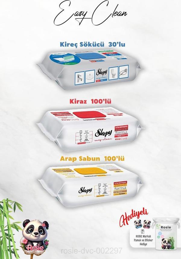 Kireç Sökücü 30'lu, Kiraz ve Arap Sabun Katkılı Sleepy 100'lü Temizlik Havlusu ve Rosie Hediye - Image 1