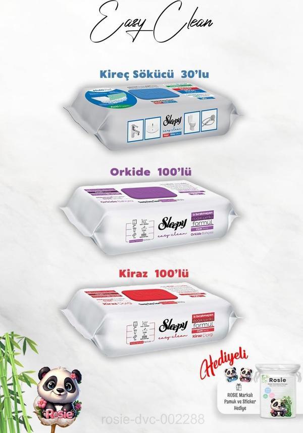 Orkide ve Kiraz Katkılı 100'lü, Kireç Sökücü 30'lu Temizlik Havlusu ve Rosie Hediye - Image 1