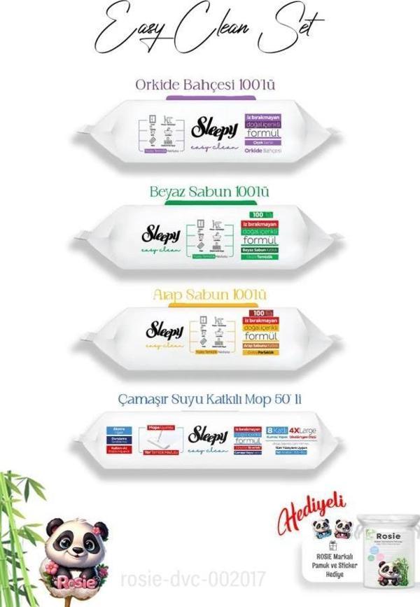 Sleepy  Arap ve Beyaz Sabun, Orkide ve 4 XL 50'li Çamaşır Suyu Mop Havlusu, Hediye Rosie - Image 1