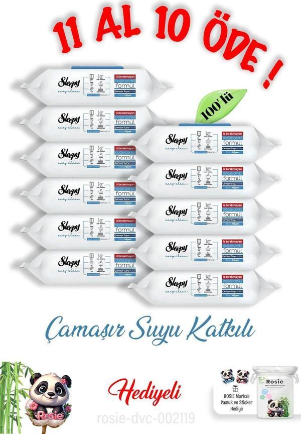 Sleepy 100' lü Çamaşır Suyu Katkılı 11 Al 10 Öde ve Rosie Pamuk - Image 1
