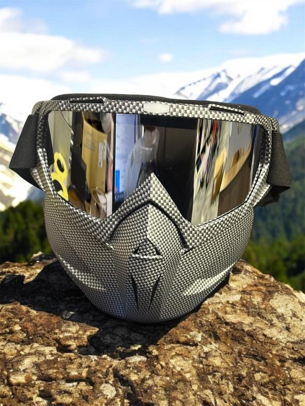 Tex 710 Jet Maske Bisiklet Motosiklet Kayak Çok Amaçlı Maske Gri Cam Aynalı Gözlük Karbon - Image 1