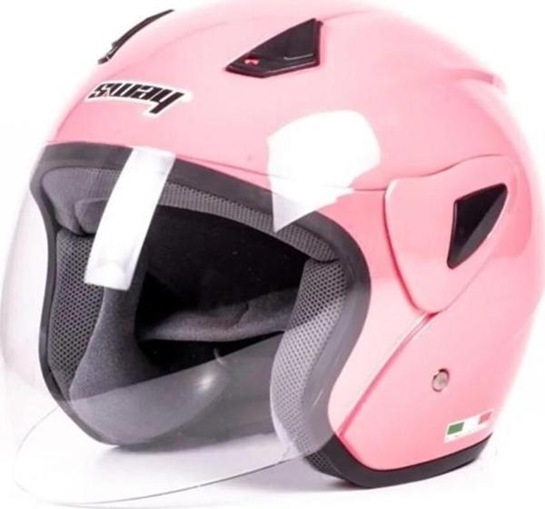 Sway Xbyc 700 Yarı Camlı Elektrikli Bisiklet Motosiklet Ve Scooter Kaskı XS Beden Pembe - Image 1