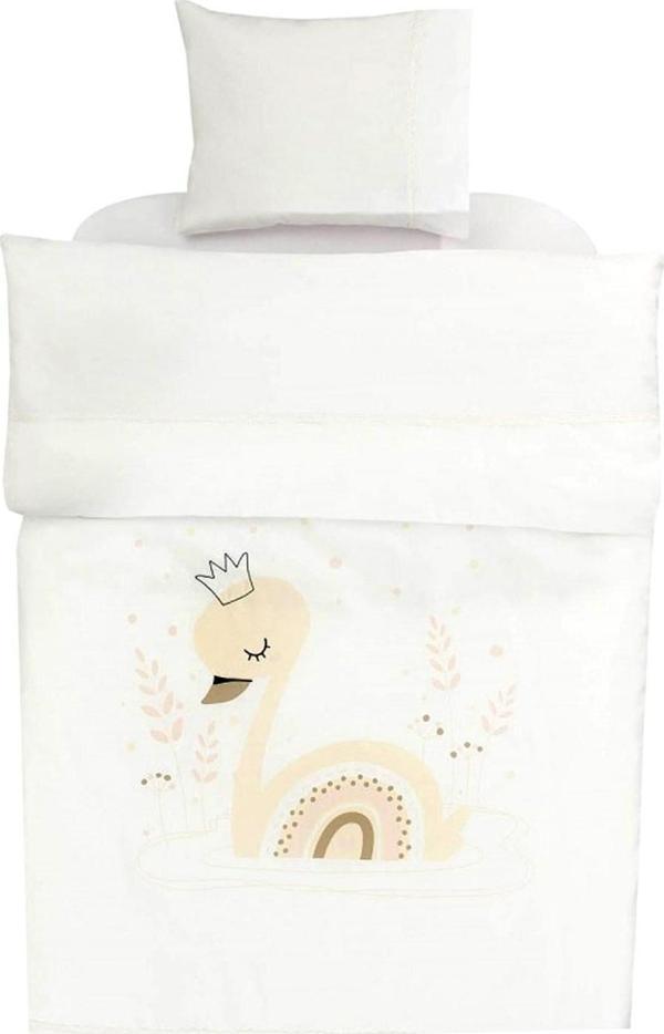 Momishop Swan Bebek Nevresim Takımı 100x150 Cm 2123 Pudra - Image 1