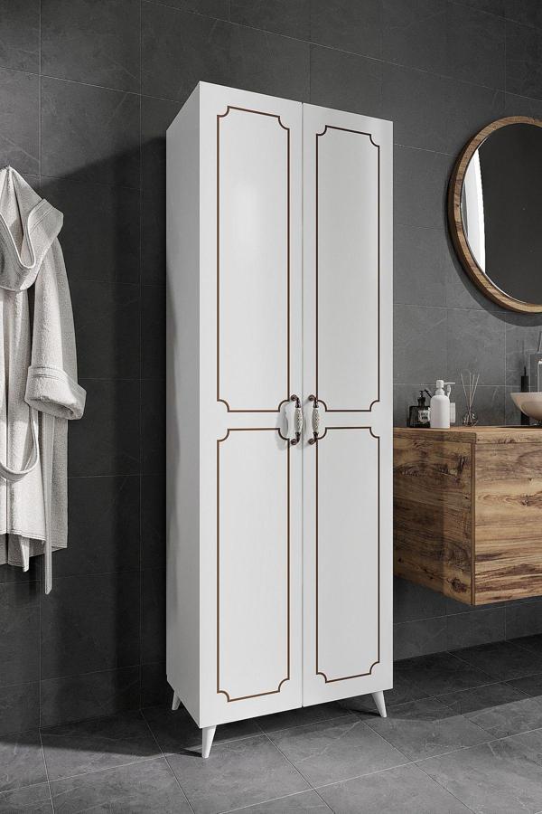 Kznmob Home 2 Kapaklı 5 Bölmeli Geniş Çok Amaçlı Banyo Dolabı - Tamamı 1. Kalite Mdf - Image 1