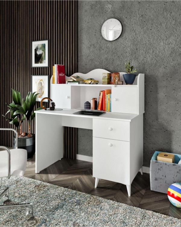 Kznmob Home Akasya Çalışma Masası, Bilgisayar Masası, Ofis Masası Beyaz - Tamamı 1. Kalite Mdf - Image 1