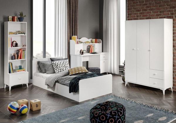 Kznmob Home Akasya Modern Genç Odası Takımı Beyaz - 4 Parçalı Ve Tamamı 1. Kalite Mdf - Image 1