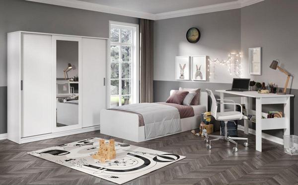 Kznmob Home Anemon 3 Parçalı Tek Kişilik Mdf Genç Odası Takımı - Tamamı 1. Kalite Mdf Gardrop, Masa, Karyola - Image 1