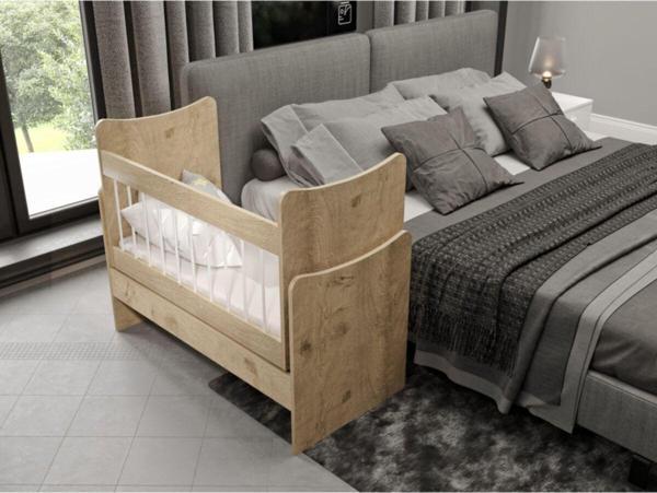 Kznmob Home Papatya Anne Yanı Beşik Meşe - Tamamı 1. Kalite Mdf - Image 1