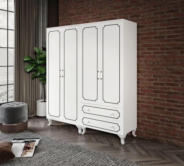 Kznmob Home Stil 4 Kapaklı 2 Çekmeceli Moduler Gardırop, Elbise Dolabı - Tamamı 1. Kalite Mdf - Image 1