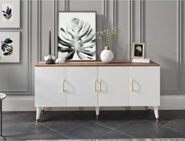 Kznmob Home Yağmur Ceviz Beyaz Modern Konsol - Image 1