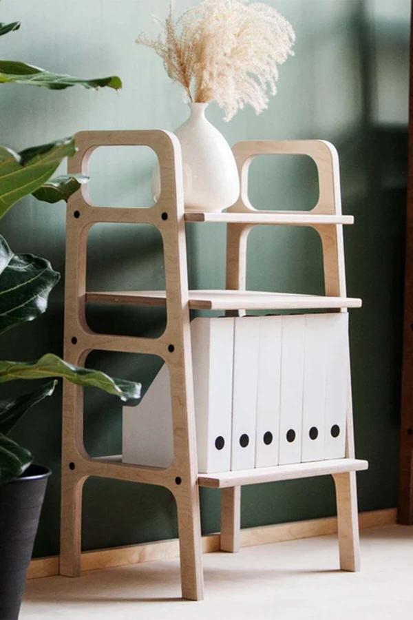 Woodesk Faggio Masif Ahşap Kitaplık Ve Raf Ünitesi, 90X50 - Image 1