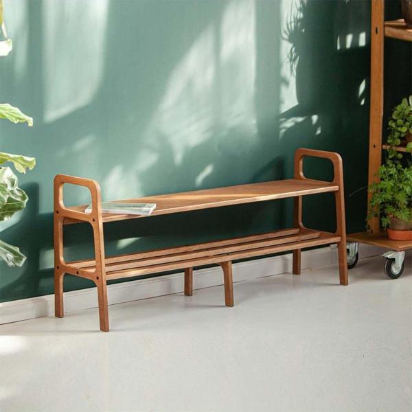 Woodesk Ponte Masif Ahşap, Ayakkabılık Ve Raf Sistemi, 150X65, Tik Renk, Cpt4722-150 - Image 1