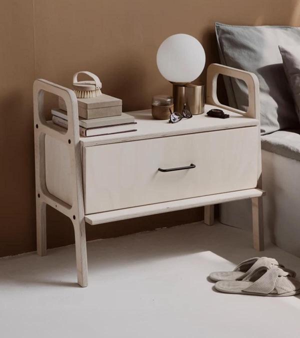 Woodesk Tale, Masif Ahşap, Çekmeceli Natural Renk, 75X65, Komodin, Cpt4769-75 - Image 1
