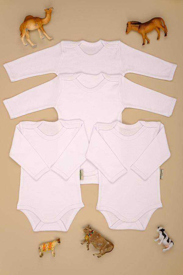 Pamuklu Uzun Kol 4'lü Paket Çıt Çıt Body Zıbın - Image 1