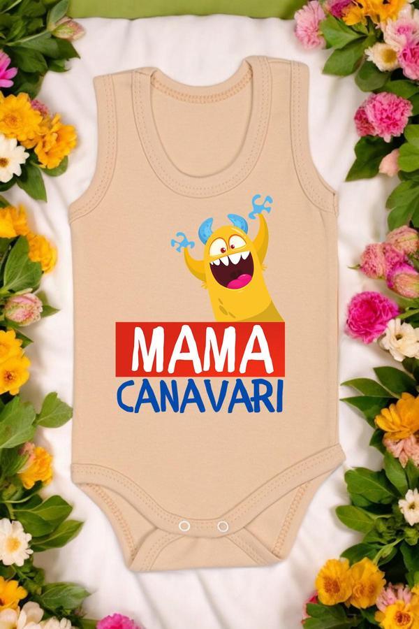 Mama Canavarı Baskılı Pamuk Atlet Zıbın - Image 1