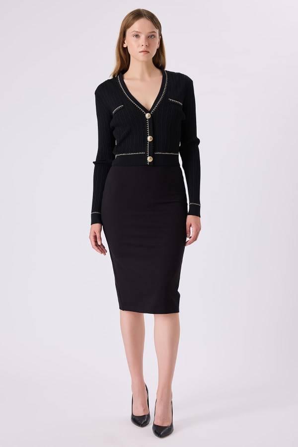 Fever Düz Dar Kadın Örme Etek 342113018 - Image 1