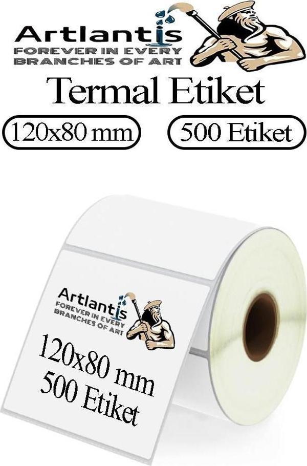 120x80 mm Barkod Etiketi Yapışkanlı 1 Adet Rulo Etiket Termal Barkot Terazi Etiketi 500 lü Barkod Yazıcılara Uyumludur - Image 1