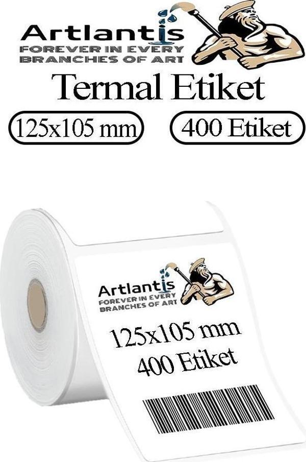 125x105 mm Barkod Etiketi Yapışkanlı 1 Adet Rulo Etiket Termal Barkot Terazi Etiketi 400 lü Barkod Yazıcılara Uyumludur - Image 1