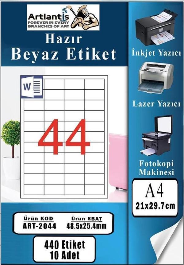 A4 Hazır Etiket 48.5x25.4 mm 10 Sayfa 1 Paket 44 lü Kendinden Yapışkanlı Fotokopi Lazer İnkjet Kağıdı Yazıcılar İçin Uyu - Image 1