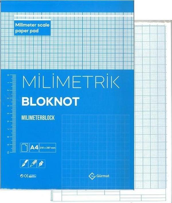 A4 Milimetrik Defter Mavi Bloknot 30 Yaprak 1 Adet Çizim Meslek Liseleri Meslek Yüksek Okulu Moda Tasarım - Image 1