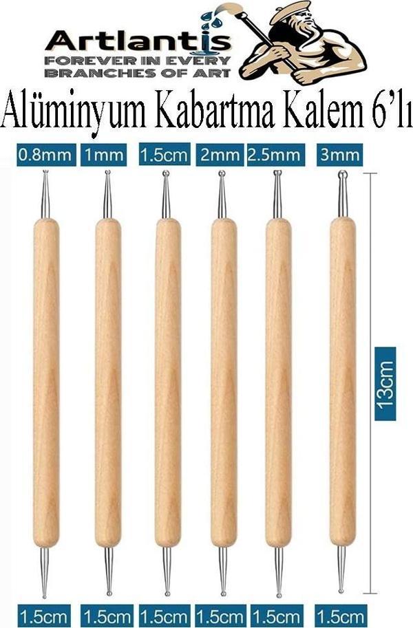 Ahşap Alüminyum Kabartma Kalemi 6 lı 1 Paket Aliminyum Folyo Kabartma Çift Uçlu İzleme Noktalama Kalemi Gravür - Image 1