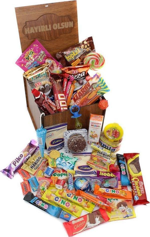 Nostaljik Bakkal Ahşap Hediye Kutusu Orta Boy ( Hayırlı Olsun ) - Image 1