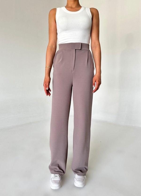 Laluvia Parla Kadın Likralı Cırt Kapama Vizon Palazzo Pantolon - Image 1