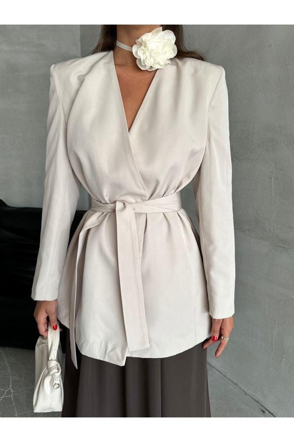 Laluvia Taş Elegant Kuşaklı Ceket - Image 1