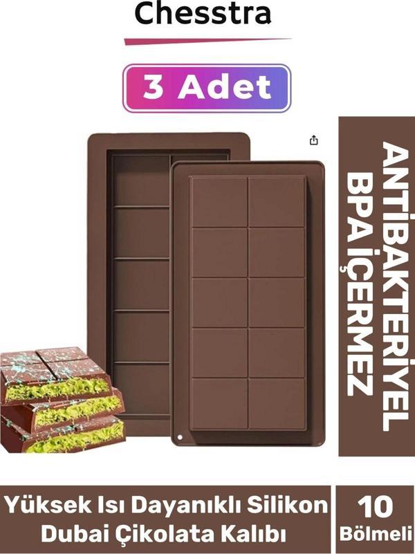 Esnek Bpa İçermez Yüksek Isı Dayanıklı Meşhur Dubai Çikolata Silikon Kalıbı 3 Adet - Image 1