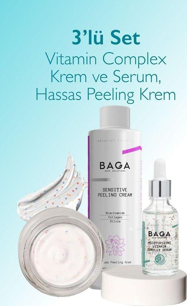 Vitamin Kompleks Krem & Vitamin Kompleks Serum & Hassas Peeling Krem 3'lü Set - Image 1