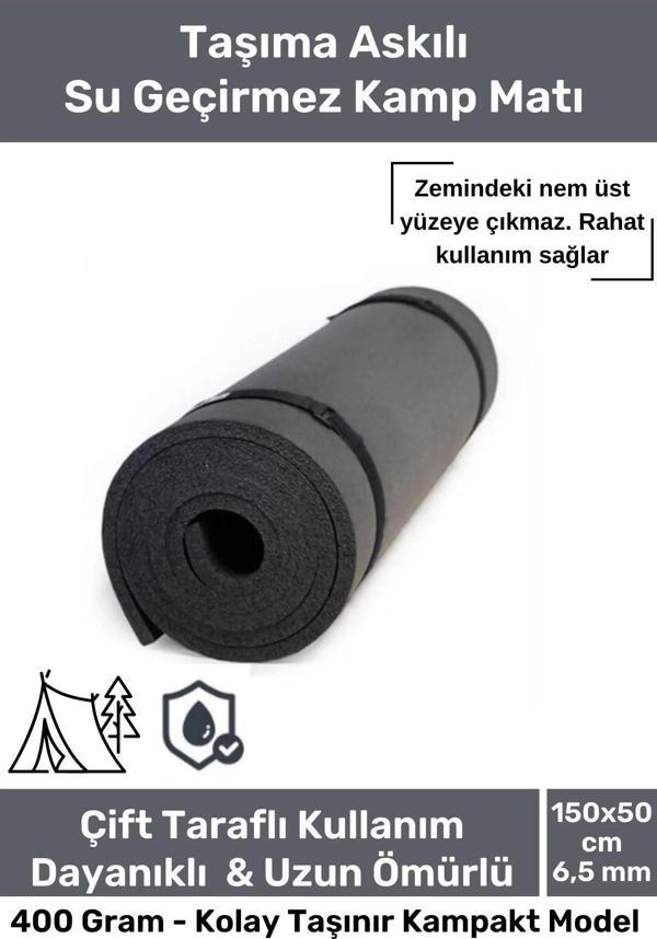 Su Geçirmez Konfor Modeli Taşıma Askılı Çift Taraflı Kamp Zemin Çadır Uyku Matı Siyah Yer Minderi - Image 1
