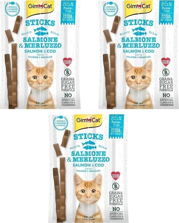 Sticks Somon & Atlantik Morina Tahılsız Ödül Çubukları 4'lü 20 Gr X 3 Adet - Image 1