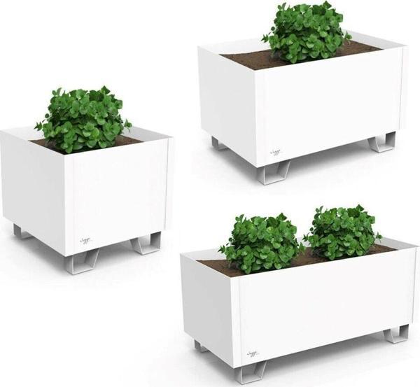 Rmd Shop Metal Ayaklı İç Ve Dış Mekan Çiçeklik-Saksı 3 Lü Set Beyaz - Image 1