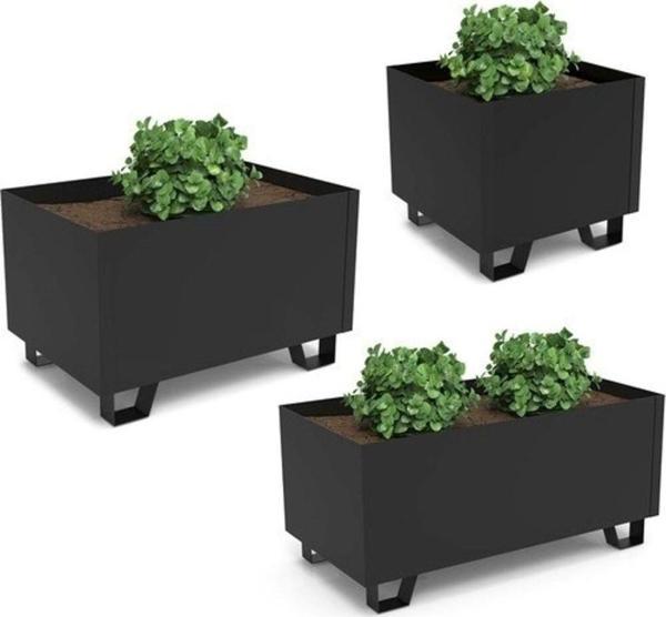 Rmd Shop Metal Ayaklı İç Ve Dış Mekan Çiçeklik-Saksı 3 Lü Set Siyah - Image 1