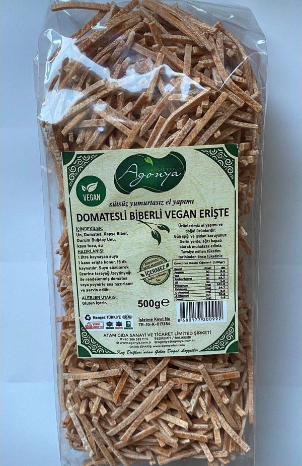 AGONYA Domatesli Biberli Vegan Erişte 500 G - Image 1