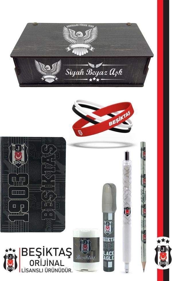 Beşiktaş Orijinal Lisanslı Kalem Bileklik Bloknot Kalemtıraş Silgi Hediyelik Set - Image 1