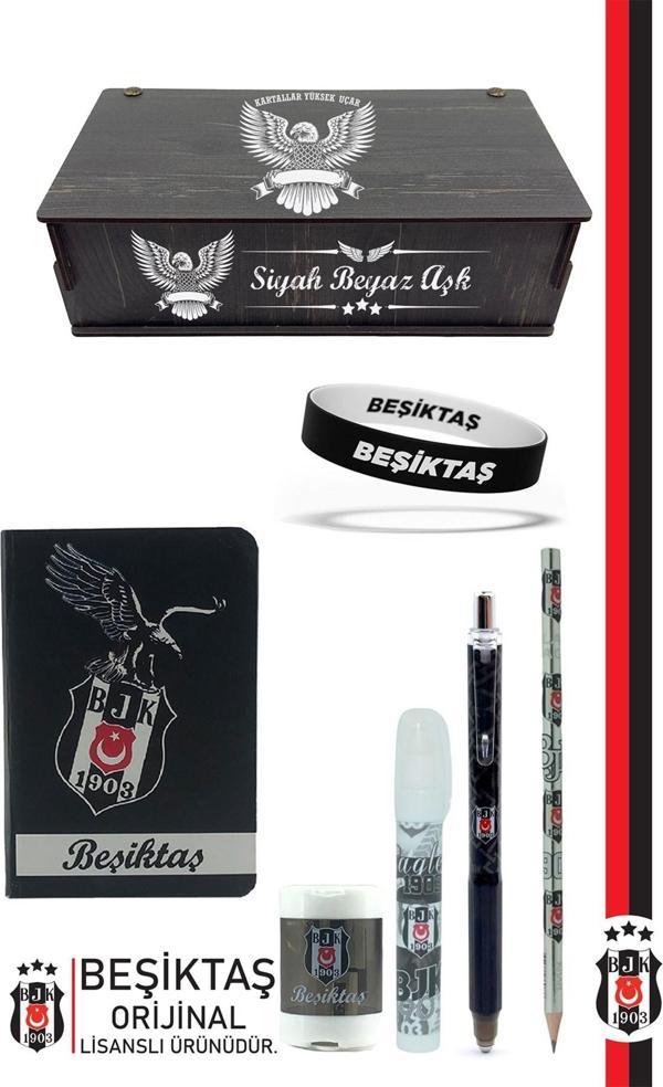 Beşiktaş Orijinal Lisanslı Kalem Bileklik Bloknot Kalemtıraş Silgi Hediyelik Set - Image 1