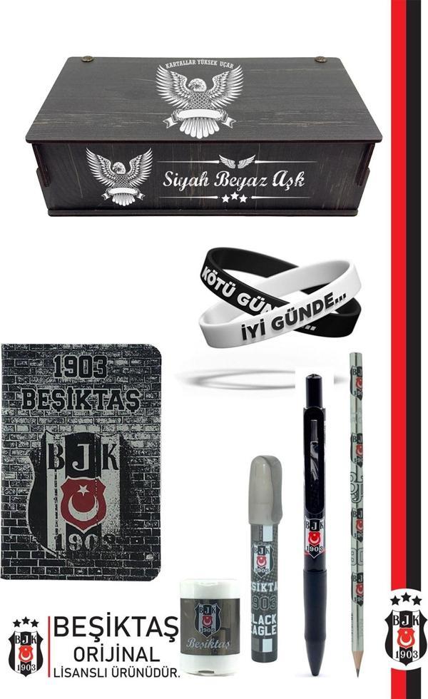 Beşiktaş Orijinal Lisanslı Kalem Bileklik Bloknot Silgi Hediyelik Set - Image 1