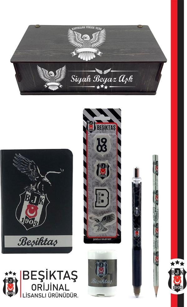 Beşiktaş Orijinal Lisanslı Kalem Bileklik Kalemtıraş Bloknot Silgi Hediyelik Set - Image 1