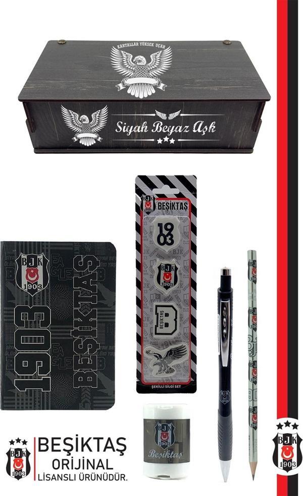 Beşiktaş Orijinal Lisanslı Kalem Bileklik Kalemtıraş Bloknot Silgi Hediyelik Set - Image 1