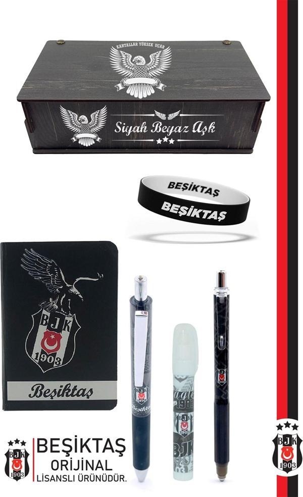 Beşiktaş Orijinal Lisanslı Premium Kalem Bileklik Bloknot Silgi Hediyelik Set - Image 1