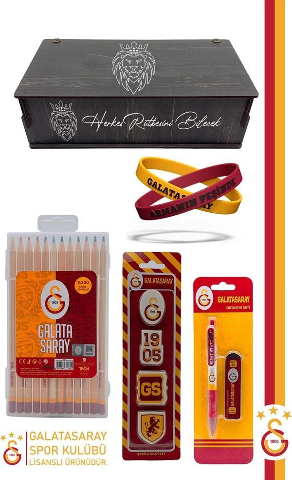 Galatasaray Orijinal Lisanslı Kalem Bileklik Kuru Boya Silgi Hediyelik Set - Image 1